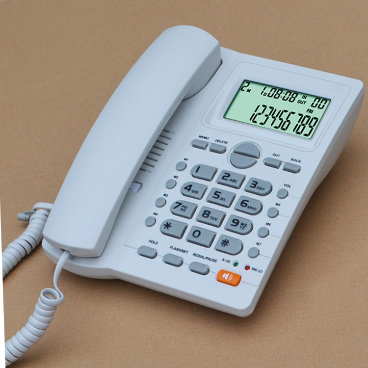 Desktop Corded Telephone, Hands-Free Calling, LCD Display, DTMF/FSK Dual System, Wired Landline Phone for Home/Hotel/Office