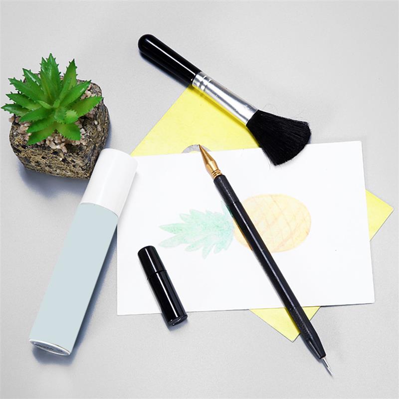 1Set Scratch Tool Set with Bamboo Sticks Scraper Repair Scratch Pen Black Brush For Kids Children Scratch Painting