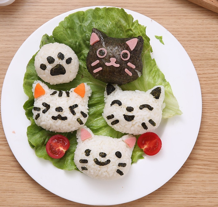 pus ris rull form sett søte sushi tegneserie lunsj form kjøkkenutstyr, sushi verktøy, barnesushi