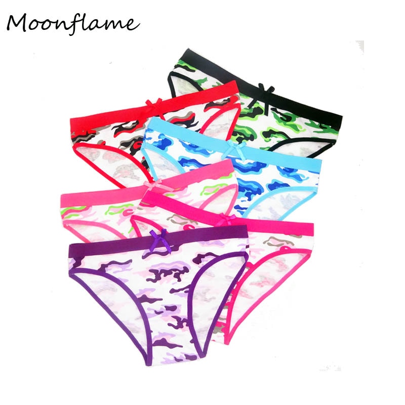 Moonflame 5 pcs/lots Ladies Lingerie Print Women Cotton Briefs Panties 89153