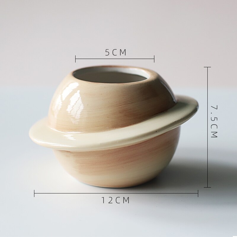 Planet keramikkruka suckulentkrukor balkongdekorationer macetas de ceramica skrivbordsdekor mini växt blomkruka trädgård: Lila