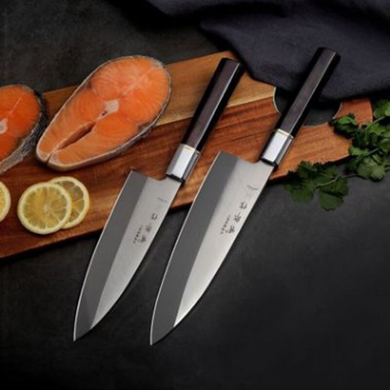 Couteau Gyuto japonais 9Cr18MoV, deux tailles, couteau à fileter Deba en acier inoxydable, tête de poisson, couteaux de cuisine, manche en ébène
