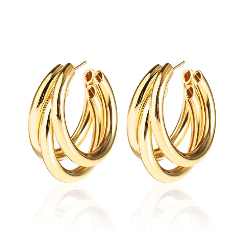 BICUX Vintage Earrings For Women Gold Round C Geometric Statement Earring Metal Earring Hanging Jewelry