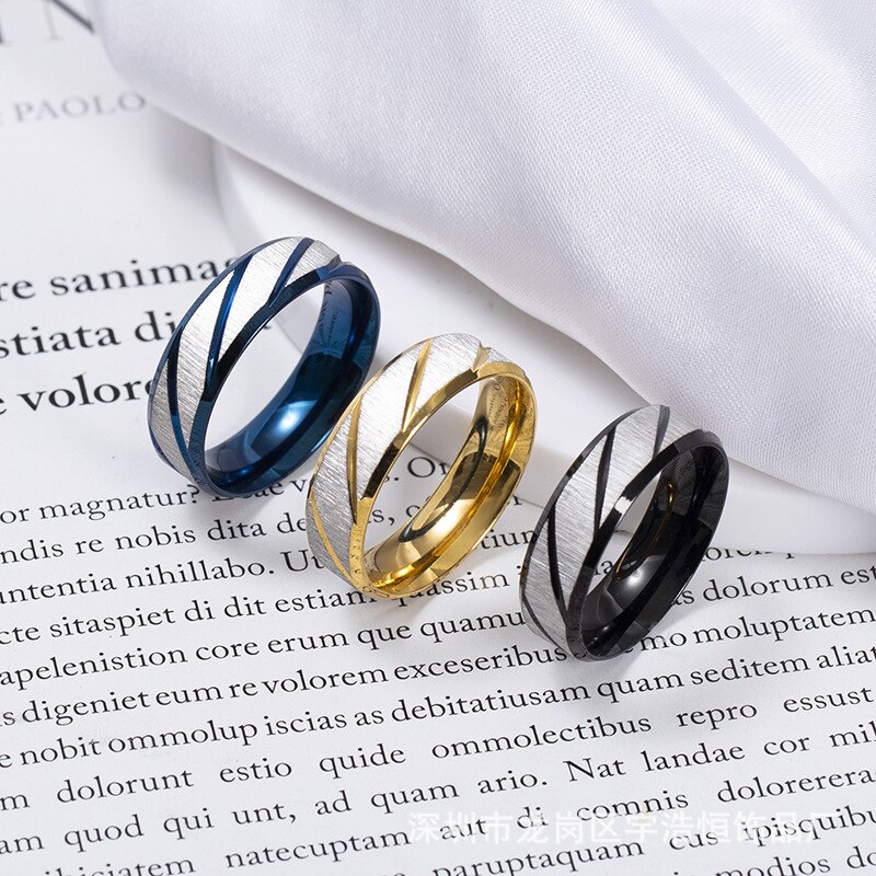 Anillo infinito de boda con patrón de ondas doradas para hombre y mujer, anillos de acero de titanio para pareja, joyería de compromiso,