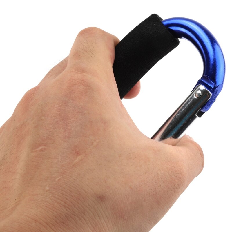 Mosquetón grande de aleación de aluminio en forma de D, gancho de llave de compras con mango suave para acampar al aire libre, senderismo, llavero con Clip mosquetón