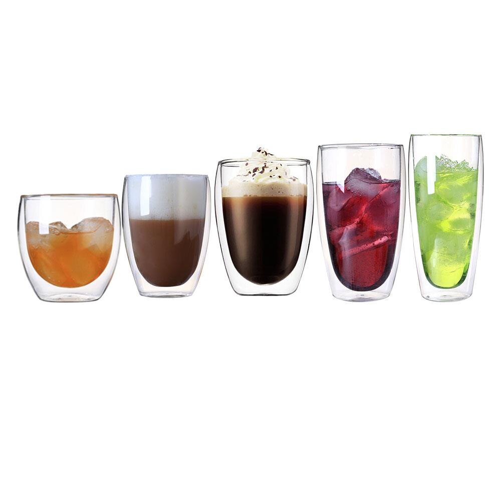 Glas 80-600ml isolerede termiske kaffekrus glas kop dobbeltvæg glasvarer spisestue te kop klare drikkevarer køkken bar container