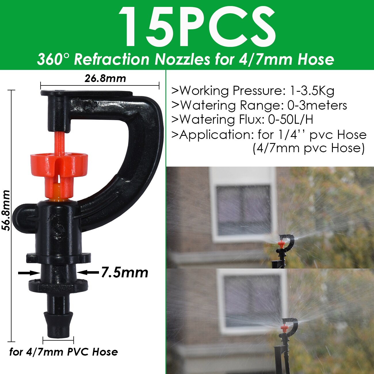 Sprycle 4/7Mm Tuin Verstelbare Irrigatie Staak Sprinkler Emitter Dripper Micro Spuiten Roterende Nozzle Watering Pijl Kas: Lavendel