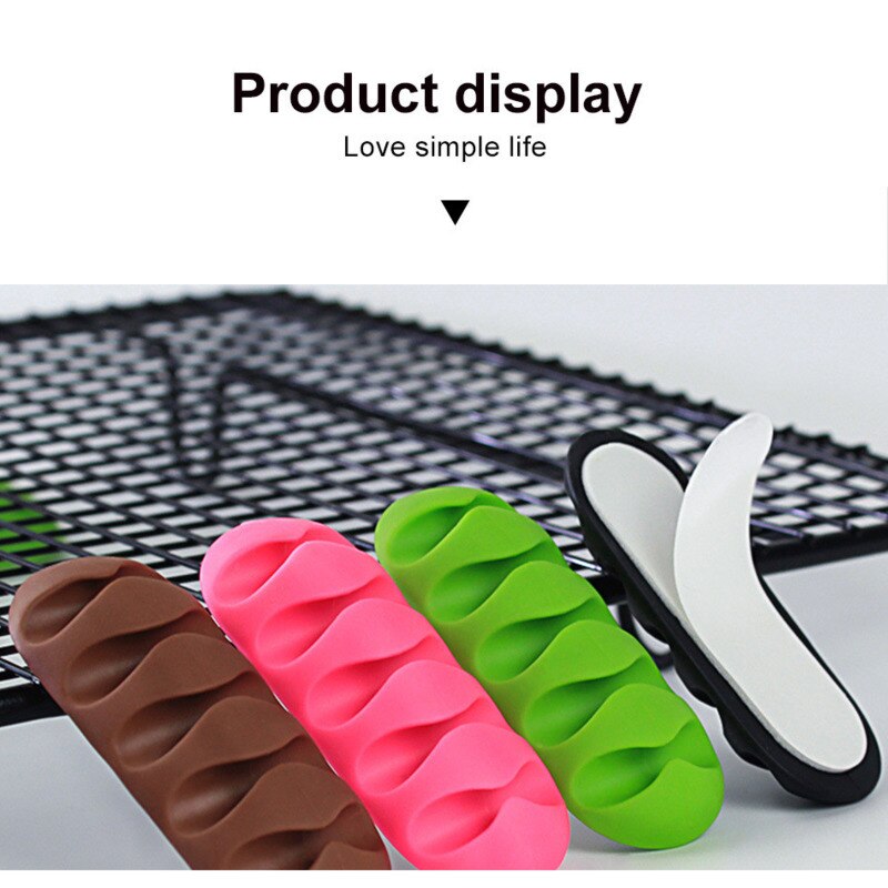 3PCS 5 Clips Cable Organizer Silicone USB Cable Winder Desktop Tidy Management 7 Clips Cable Holder for Mouse Headphone Wire