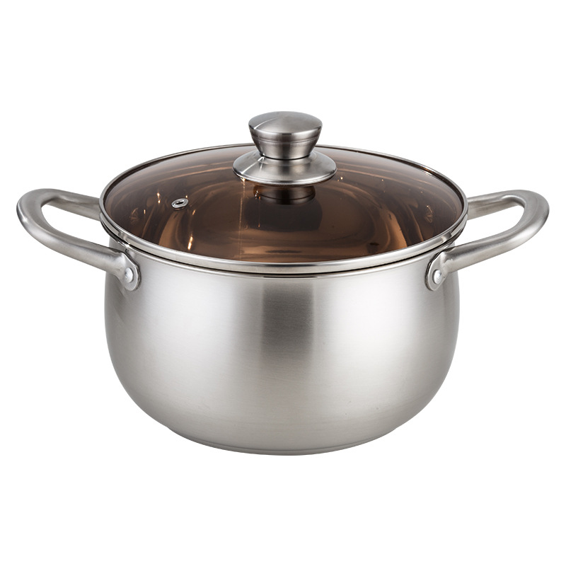 Curved Stainless Steel Modern Compound Soup Pot Soup Double Handle Cooking Pot Finest Gifs for Parents Kitchen Pot Hotpot: 18cm
