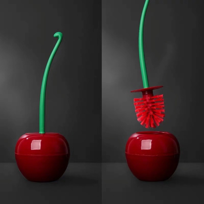 Brosse de toilette en forme de cerise, ensemble de porte-brosse de lavabo, Borstel Cepillo Wc, brosse de lavabo créative et ravissante, nettoyage des toilettes: Chocolat