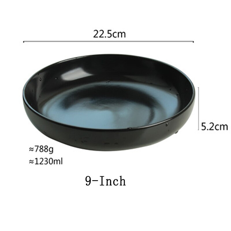 Nimitime japans eenvoudig puur kleur keramisch serviesgoed zwart thuis serviesgoed westerse restaurant serviesset: 9- inch soepkom