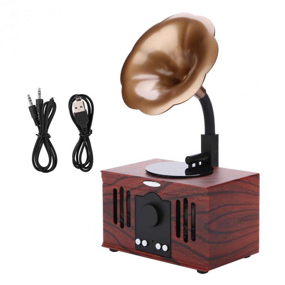 AS80 Retro Horn Speaker Bluetooth-compatible Wireless Stereo Loudspeaker with TF Card AUX Line: Default Title