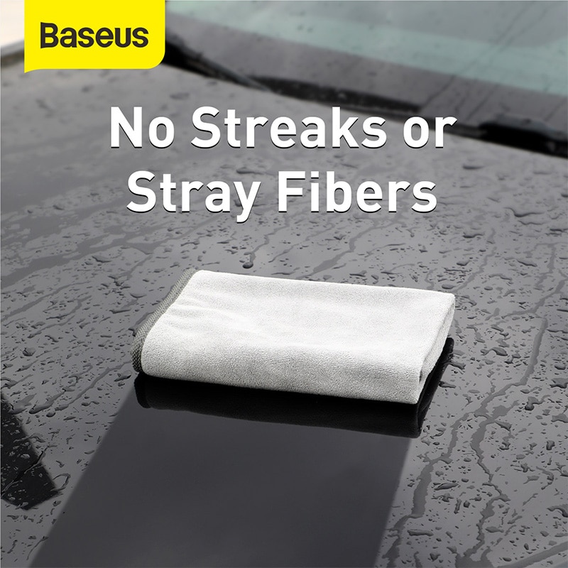 Baseus-toallas de microfibra para limpieza de coche, paño de secado con dobladillo, accesorios de lavado de coche
