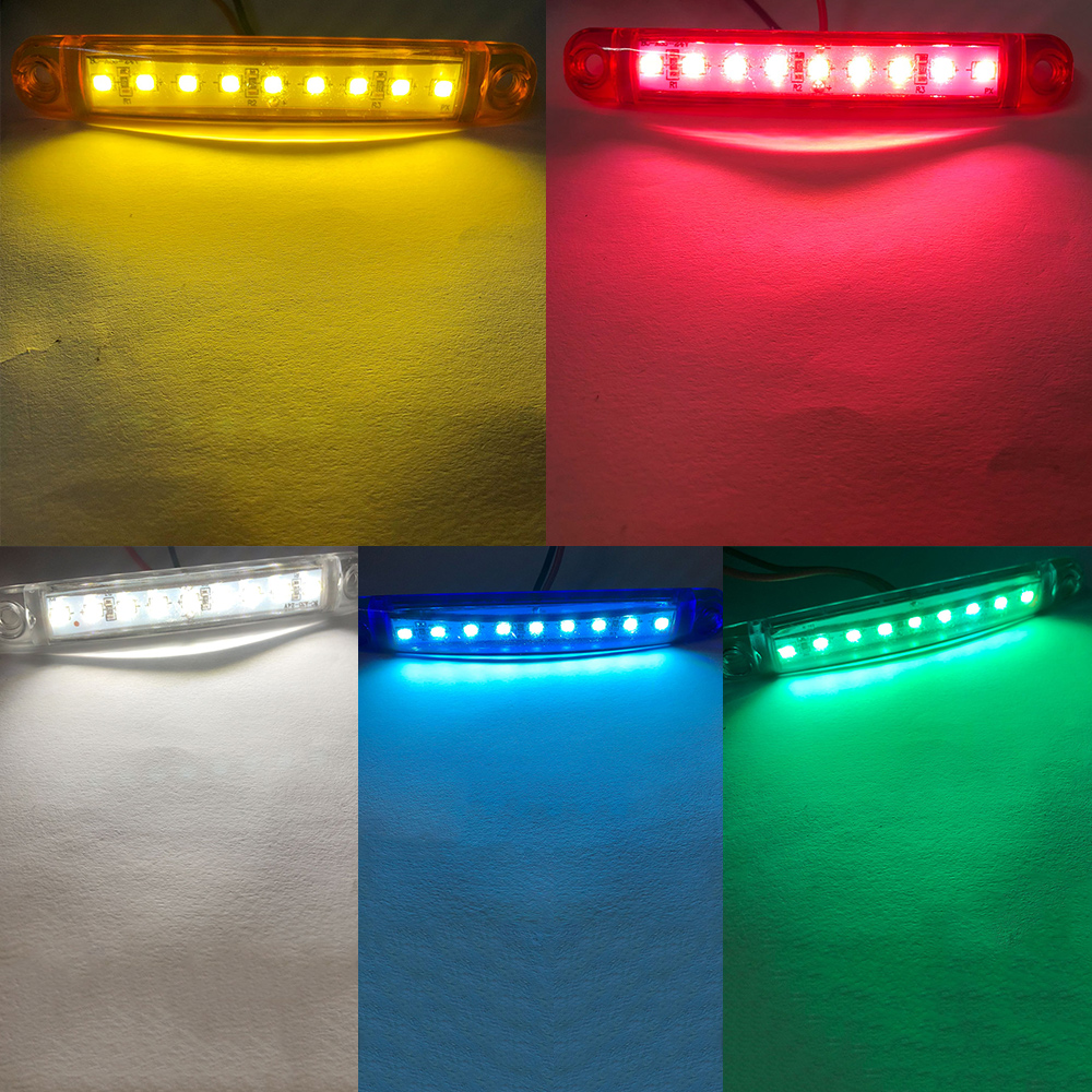 9 luces LED de señal lateral para camión, luz trasera para remolque de coche de 24V, lámpara de giro de freno de marcha atrás, luz impermeable, accesorios para vehículos