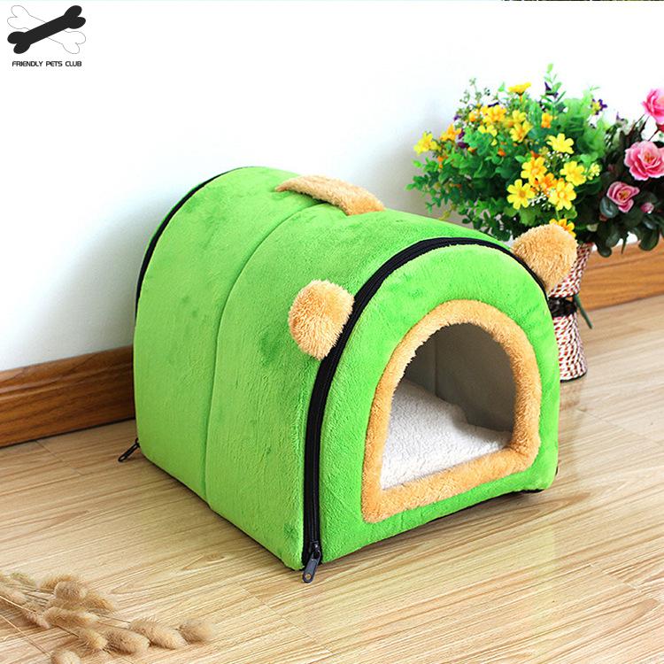 Confortable chat grotte belle Bow chiot hiver lit maison chenil polaire doux nid pour petit moyen chien maison pour chat