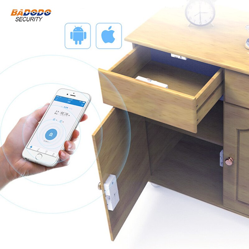 Wireless Bluetooth Keyless Smart file cabinet Lock Invisible electric lock IOS Android APP control for cabinet drawer security