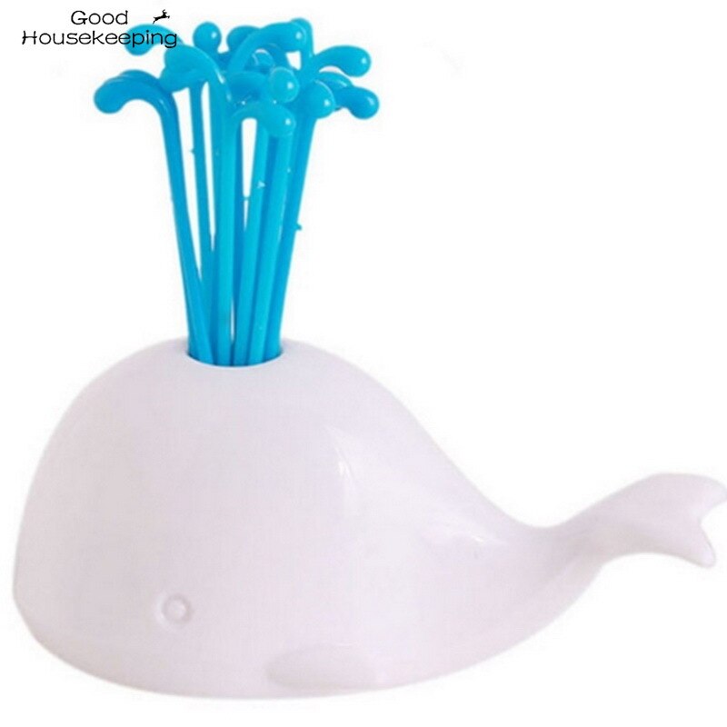 1 Juego de ballena blanca bonita Beluga, accesorios de cocina, herramientas de dispositivos para verdura, frutas de cocina, para decoración del hogar, fiestas, vestíbulo, juego de tenedor de fruta