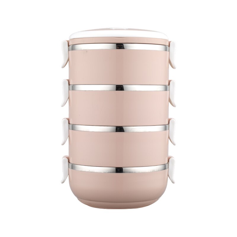 Tiffin box stainless steel lunch box Bento Box combination container for food thermal insulation: Pink 4 layers