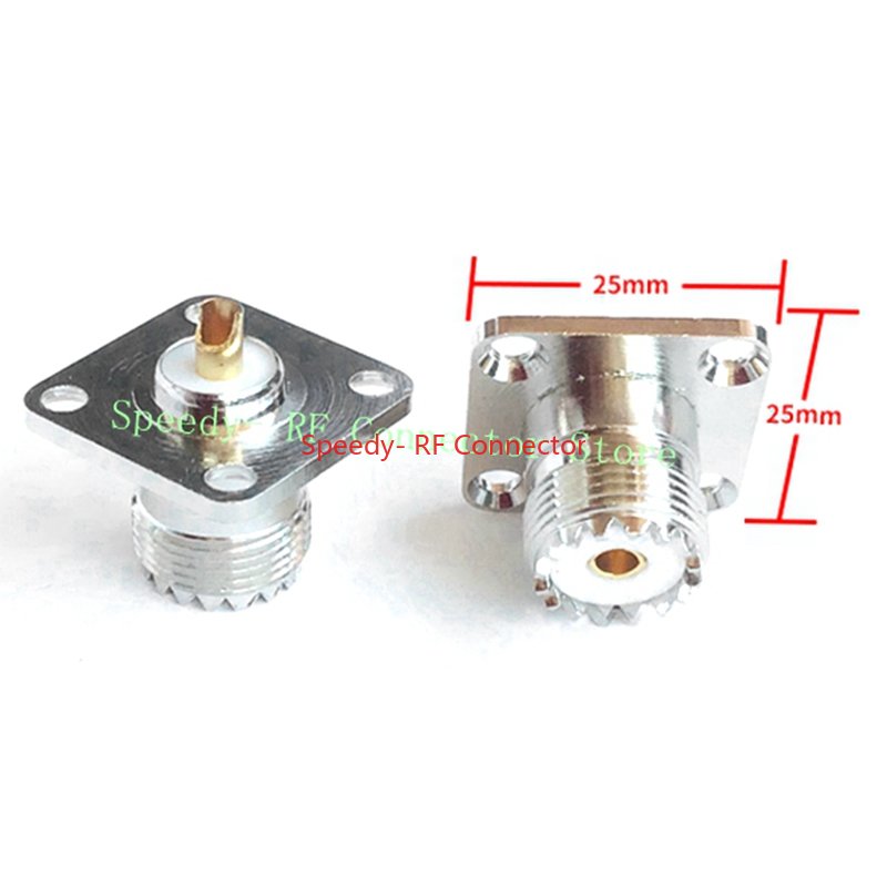 UHF SO239 SO-239 SL16 Female Jack 4hole Flange Connector UHF Socket Mount Solder for Panel Chassis Coaxial Adapter Brass Copper