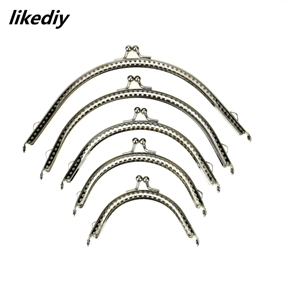 20 stks/partij Glanzend Zilver Basic Metalen Portemonnee Frame Kus Sluiting Lock DIY Tas Accessoires 8.5/10.5/12.5/15.5/18CM: HEUBLAUW