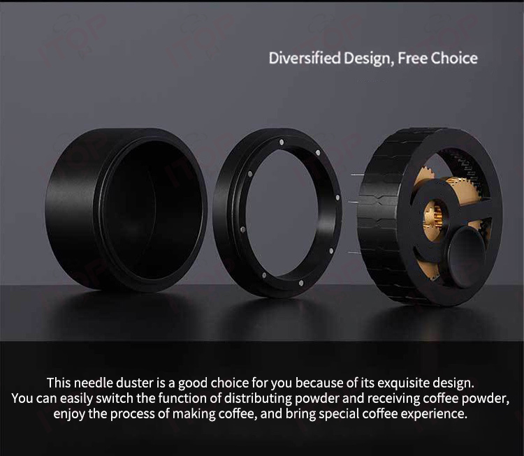 ITOP NCD58 Distribuidor de café con aguja y manipulación de aguja de 58 mm/54 mm/51 mm con herramienta de café de aluminio espacial y acero inoxidable