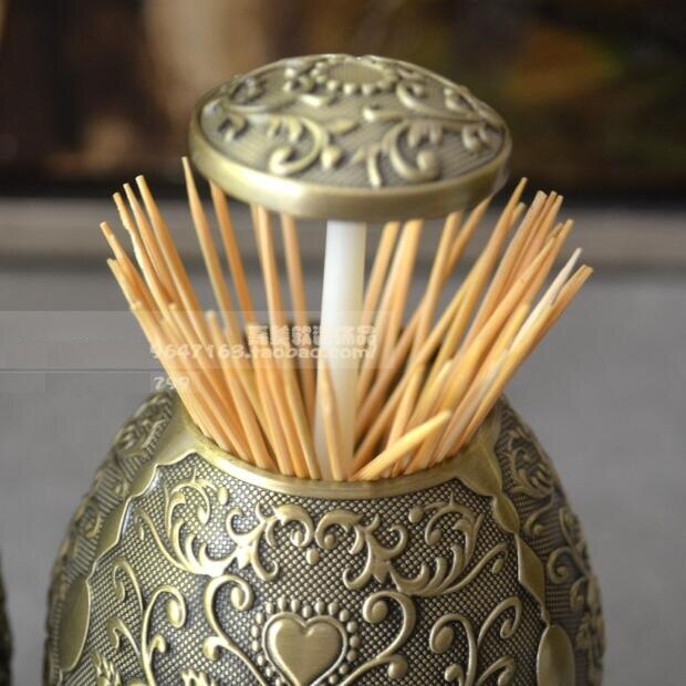 European egg shape bronze automatic toothpick hold... Grandado