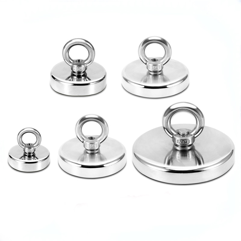 Fishing Magnet Deep Sea Salvage Strong Magnet Pot Magnetic Hook Permanent Neodymium NdFeB Magnetic Fishing Tool with Rope
