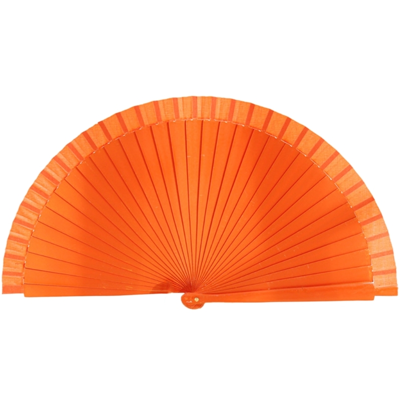 Abanico K1MF, abanico mano madera clásico y moderno, abanico plegable Color sólido español para bodas y: Naranja