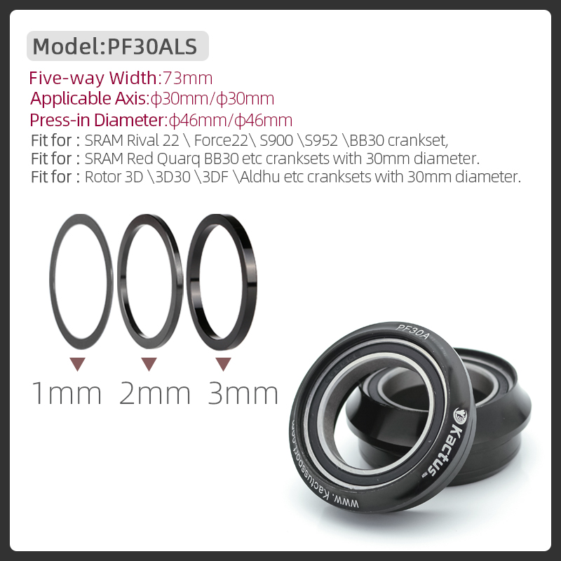 Movimento centrale della bicicletta movimento centrale 30mm albero cuscinetto ceramico parti della bicicletta PF30/PF4130/BB30/BSA30/T47 per bici da strada MTB: PF30ALS BLACK