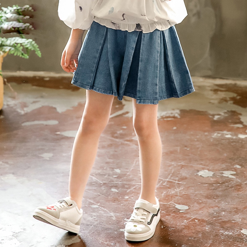 Summer Teenage Girls Denim Shorts Jeans Skirt Shorts Elastic Waist School Girls Shorts RT407