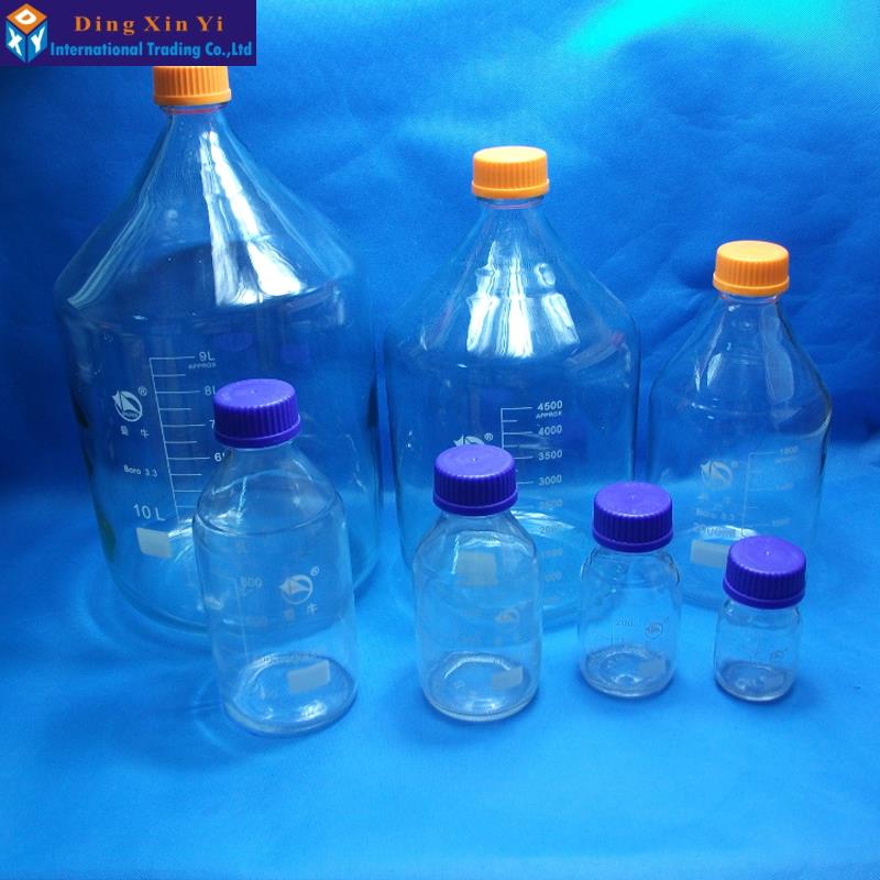 clear glass reagent bottle with blue screw cap transparency 500ML laboratory reagent bottle