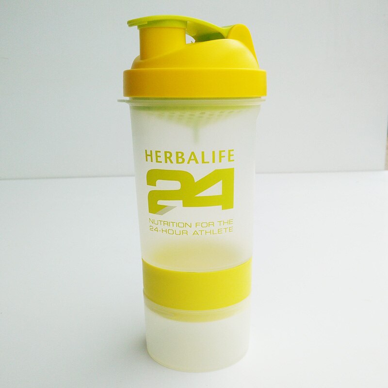 JOUDOO-bouteille de nutrition à l'herbalife 1000ml, pour shaker, pour lait, bouteille en paille, pour sport, gourde spatiale,: 500ml 24 yellow