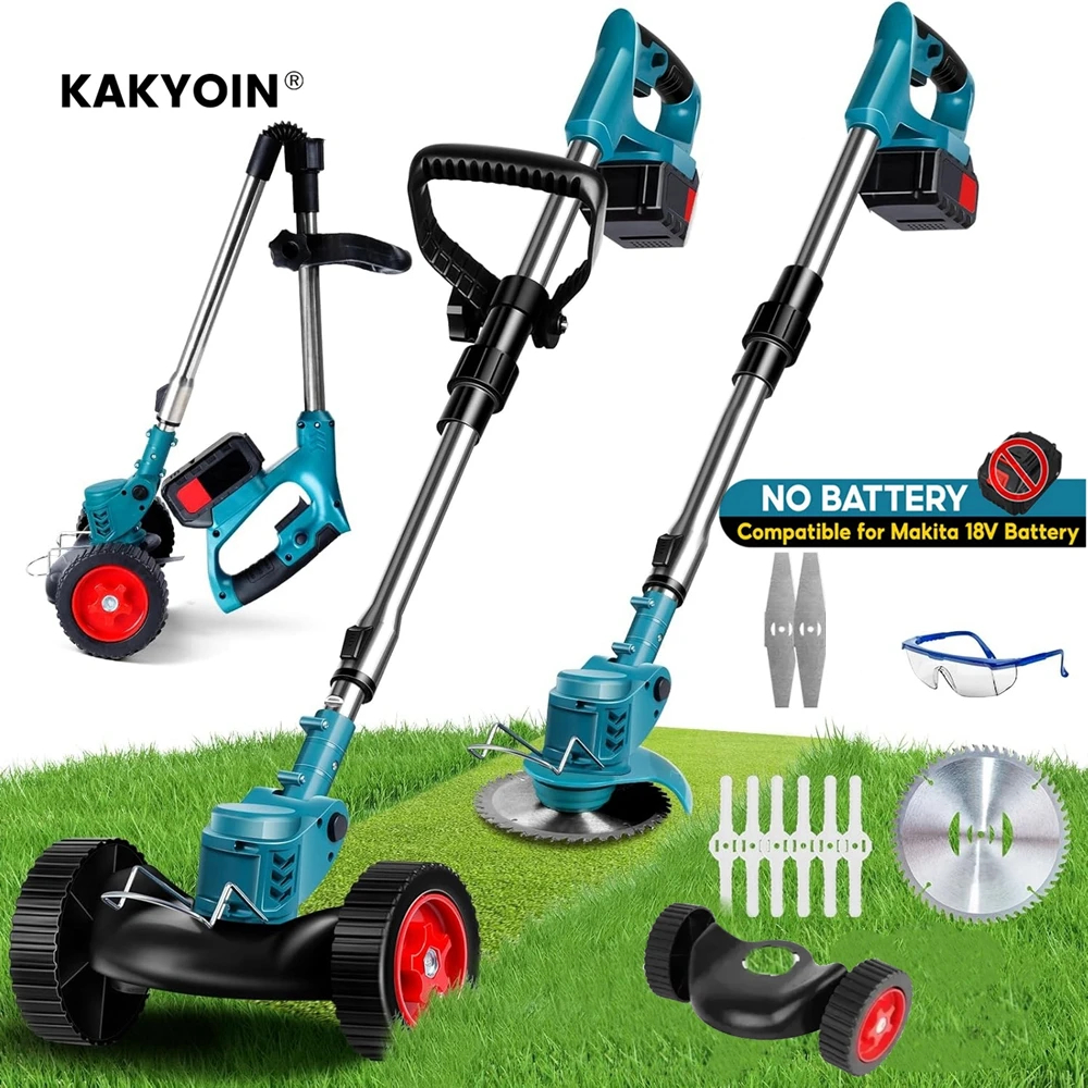 1850w elektriske gressklippere lengdejusterbar håndholdt kutter trådløs hagegressklipper til makita 18v batteri: Blå