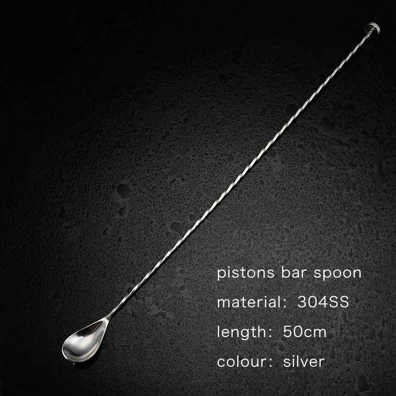 Bar Soul-cuchara especial para cóctel mojito, cuchara mezcladora de acero inoxidable con función de machacado, herramientas profesionales de Bartender: silvery 50cm