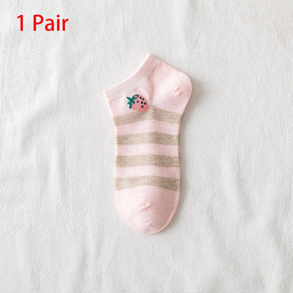 Calcetines con dibujos de frutas para mujer y niña, medias con fresas, coloridos, de encaje, para estudiantes: 3