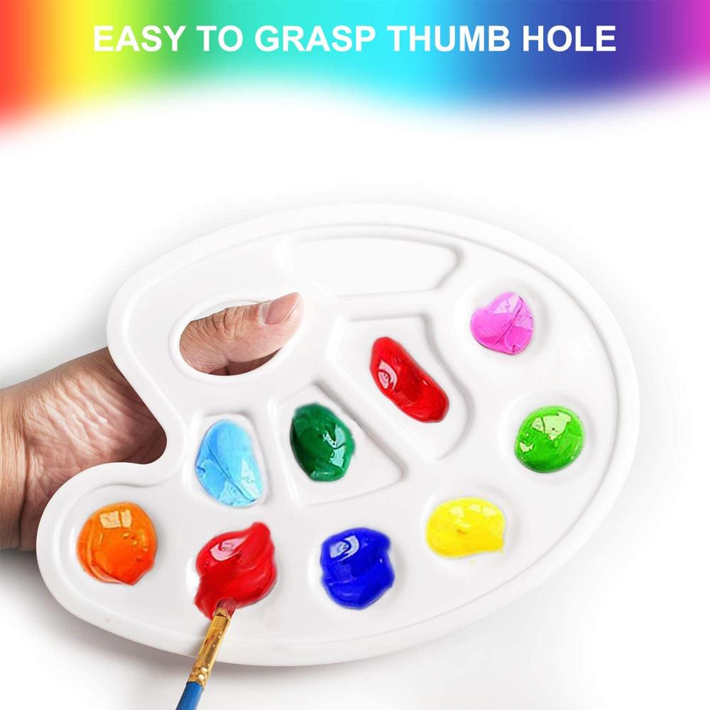 10 Pcs Wit Plastic Verf Lade Paletten Met Tien-Goed Duim Gat Voor Schilderen Party, diy Ambacht En Kunst Schilderen
