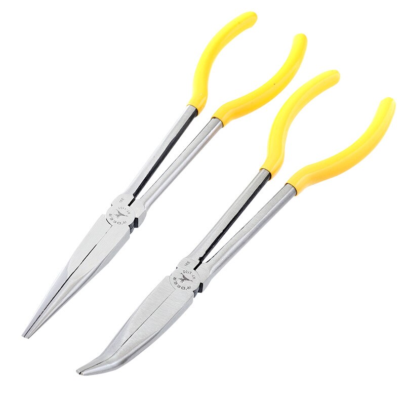 Carbon steel Bent Nose Pliers 280mm Extra Long Nose Pliers Straight 45 Or 0 Degrees Or 90 Degree Round Nose Pliers Hand Tool