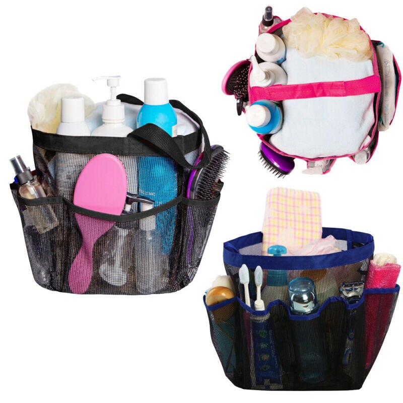 Packable Mesh Douche Bag Caddy Badkamer Carry Tote Toilettas Bad Organizer Bad Opbergmanden