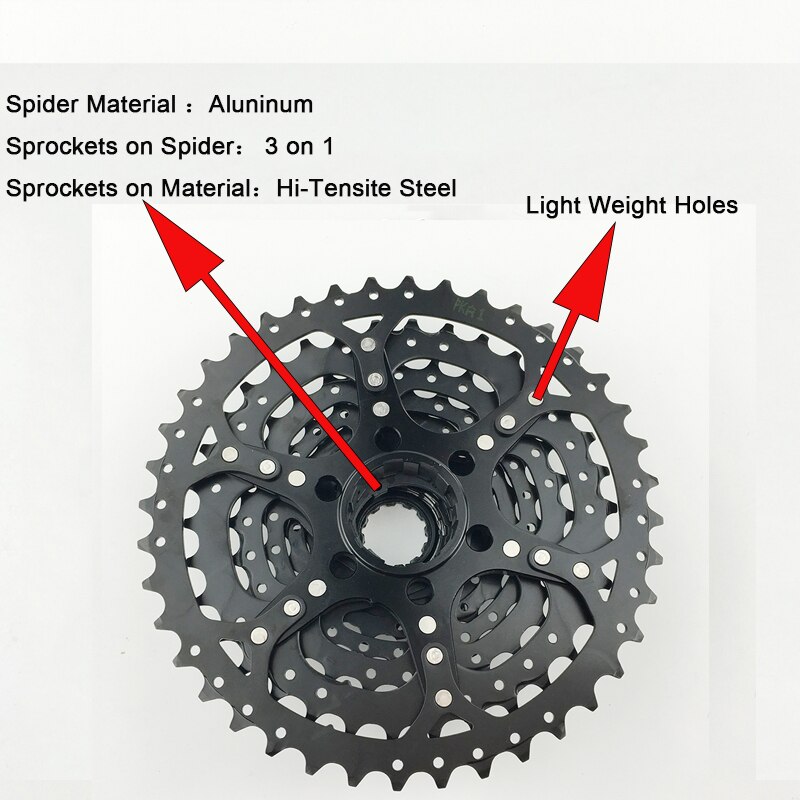 Sunrace 9 Speed Cassette 11-40T Mountain Bike Freewheel X9 Chain Cogs Wide Ratio MTB Freewheel Adapter fit Shimano SRAM