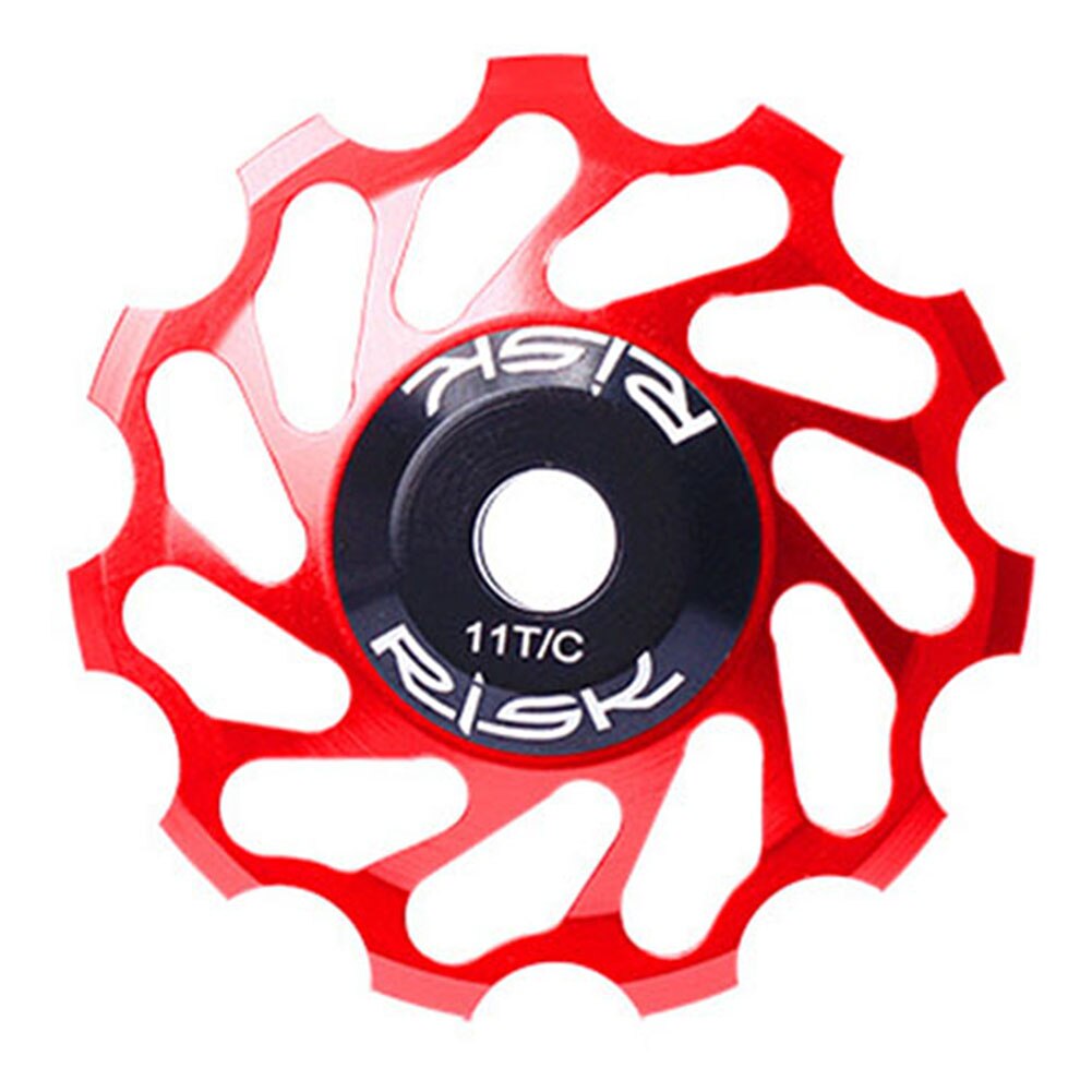 MTB Bike Ceramic Bearing Pulley 41mm Rear Derailleur Tension Pulley 11T Guide Sprocket for 4/5/6 mm Guide Wheel Screws: red