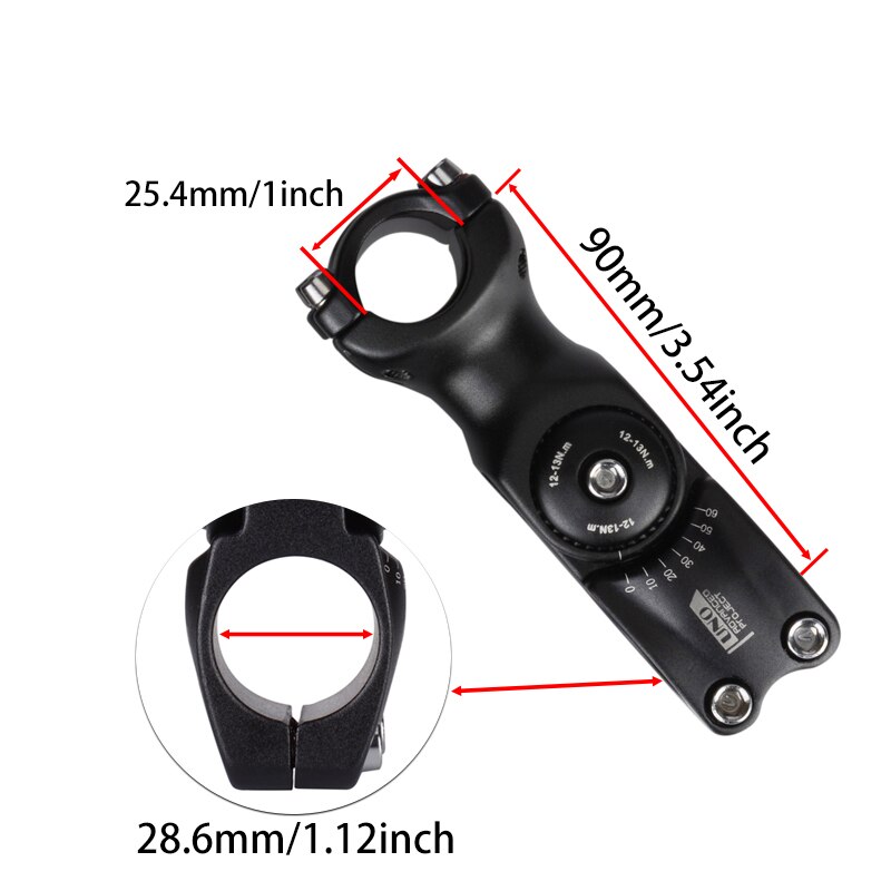 UNO Adjustable Stem Riser 0-60 Degree Mountain Bike Stem Extender Aluminum Alloy Handlebar Stem: 25.4x90mm