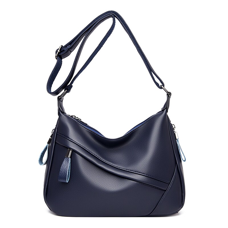 Oude Tang Effen Kleur Pu Lederen Schoudertassen Voor Vrouwen Luxe Messenger Bag Sac epaule: Blue