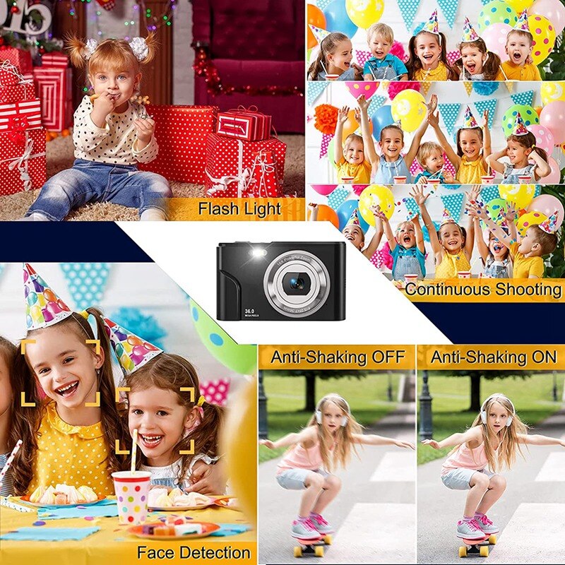 Digital Camera 36 Mega Pixels Camera 1080P Vlogging Camera Portable Camera With 16X Digital Zoom For Kids