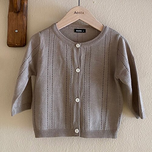 MILANCEL Sommer Neue Baby zur Seite fahren Langarm Mädchen Bluse Oansatz Strick Jungen Spitzen Koreanische Beiläufige Kleinkind Kleidung: Kaffee / 6-9M