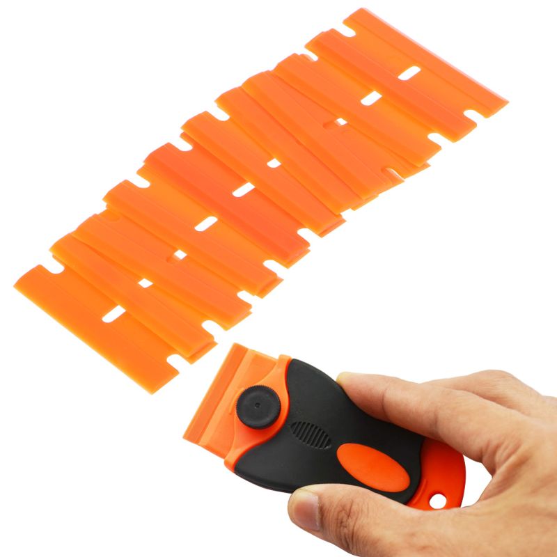 10 stuks dubbelzijdige kunststof messen vervangende schraper raam auto glas lijm tape verwijderaar veiligheidsstickers decals verwijderingsgereedschap