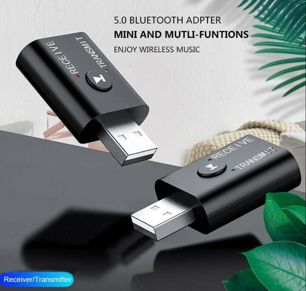 Universal USB Bluetooth 5.0 Audio Transmitter-Receiver Adapter 3.5mm for TV PC Car AUX US for PC Laptop Speakers Mobile Phone