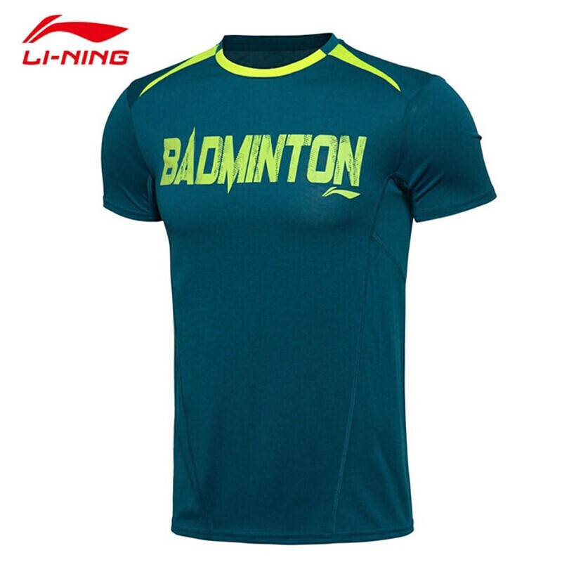Li-Ning herren Badminton Hemden ZU TROCKENEN Atmungsaktiv regulär passen Sport T-Hemden Futter li ning T ATSK549