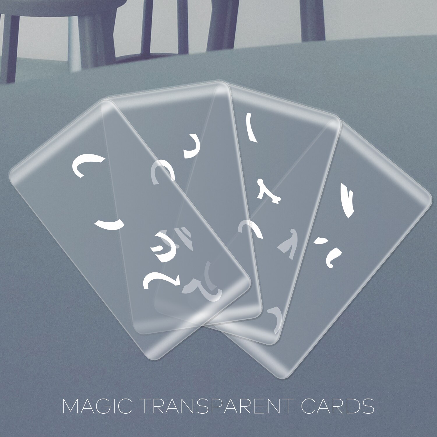 Escape Room Props Acrylic Magic Transparent Cards for Real Life Puzzle Game 4 Card Stack Display Password Clues Player Adventure