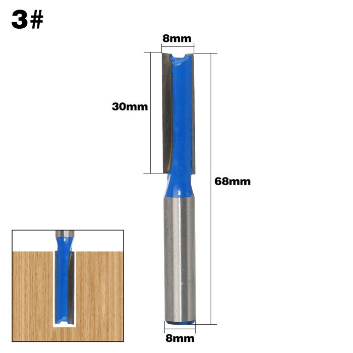 1pc 8mm Shank Straight Long Blade Flush Trim Wood Router Bit Industrial Grade Two Flute Woodworking Milling Cutter