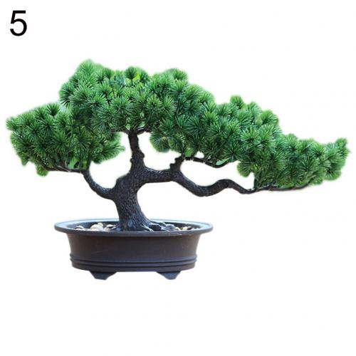 1pc kunstig bonsai lite grønt tre med potteplanter furu kunstig potteplante ornamentr plante kunstig plante kontor: 5